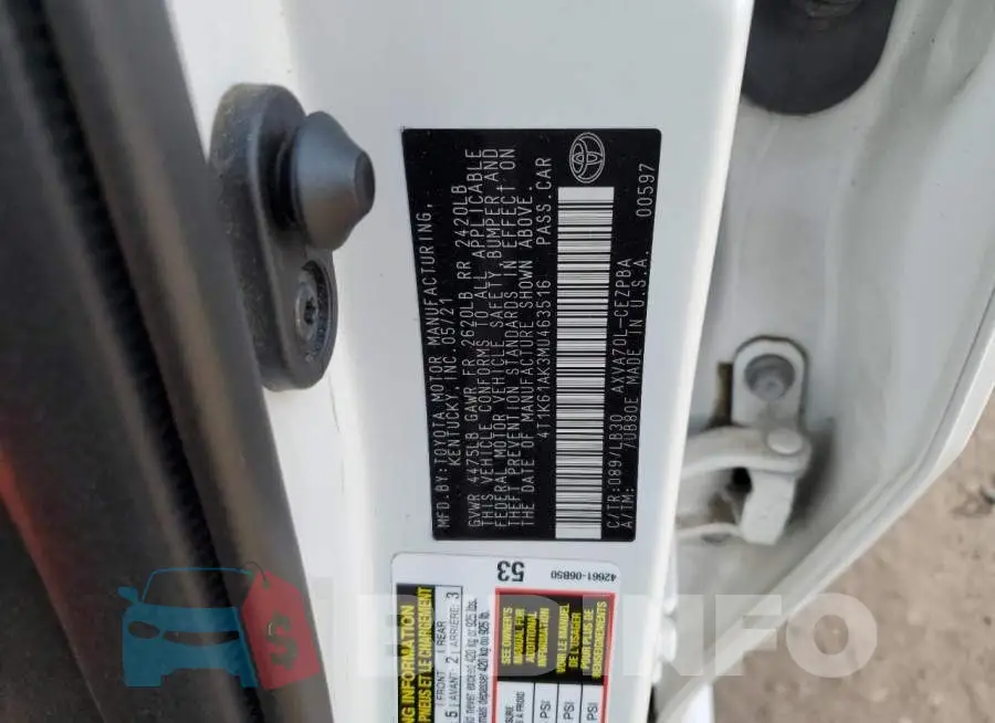 4T1K61AK3MU463516 Photo# 12