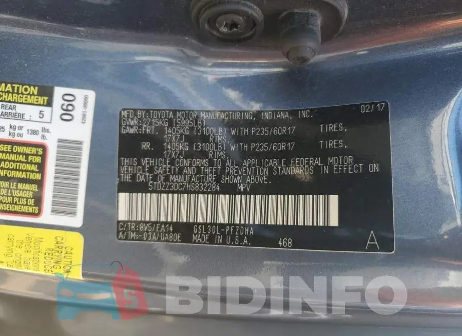 5TDZZ3DC7HS832284 Photo# 13