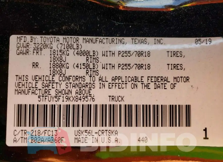 5TFUY5F19KX849576 Photo# 13