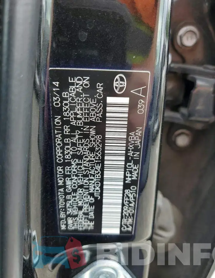JTDKDTB34E1563298 Photo# 12