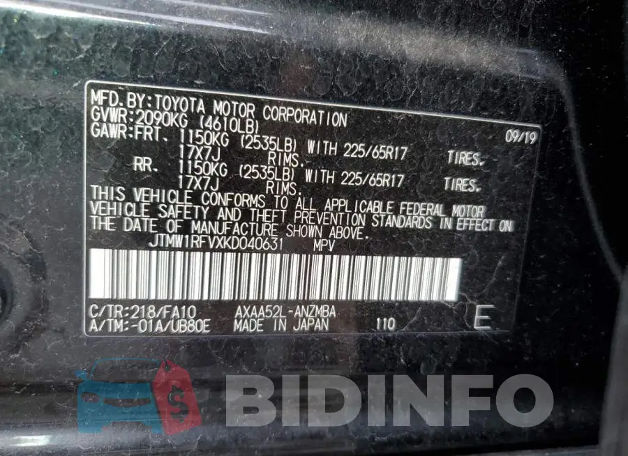 JTMW1RFVXKD040631 Photo# 13