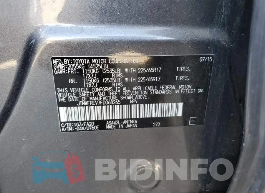 JTMWFREV7FD068265 Photo# 13