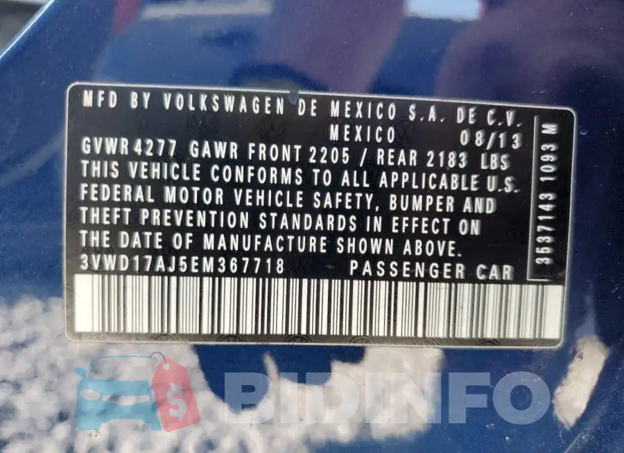 3VWD17AJ5EM367718 Photo# 12