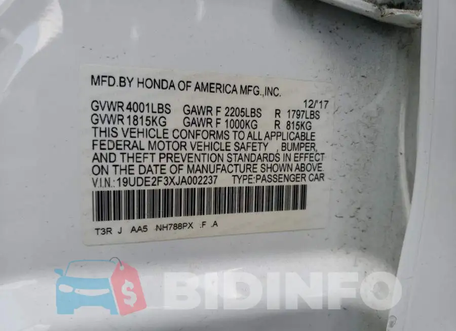 19UDE2F3XJA002237 Photo# 12