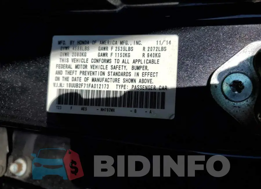 19UUB2F71FA012173 Photo# 12