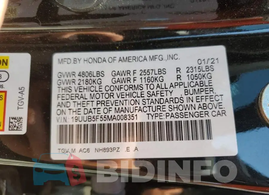 19UUB5F55MA008351 Photo# 13