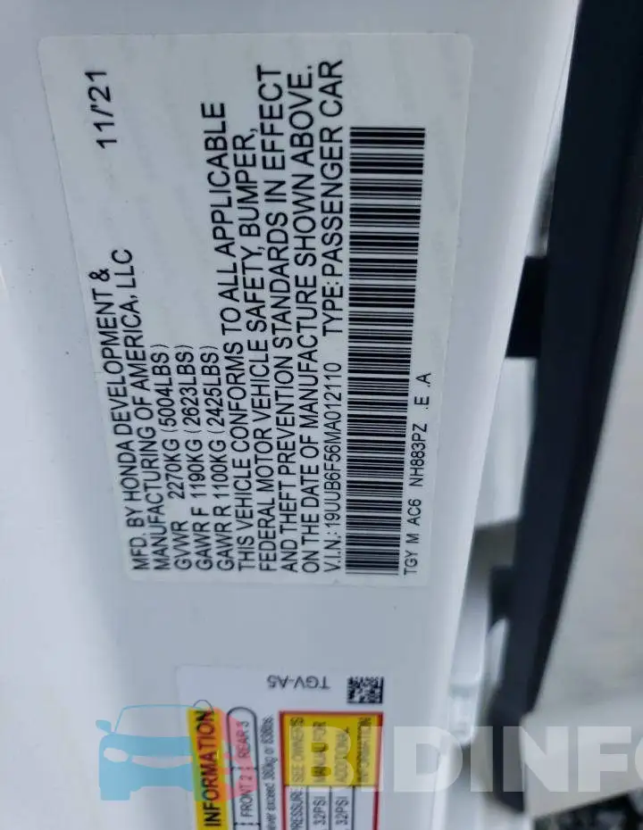 19UUB6F56MA012110 Photo# 12