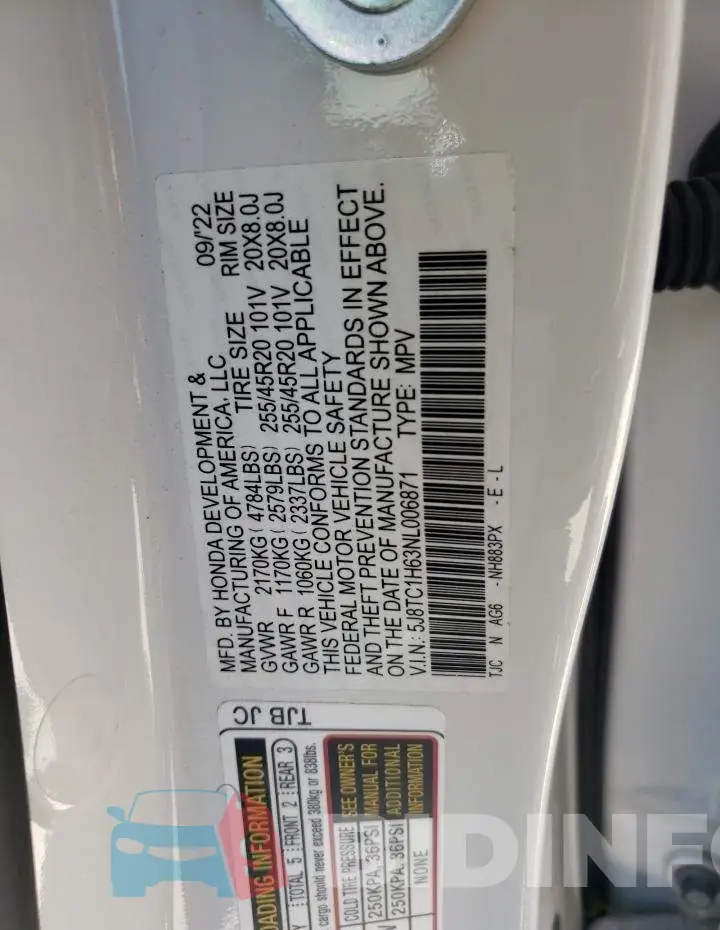 5J8TC1H63NL006871 Photo# 13
