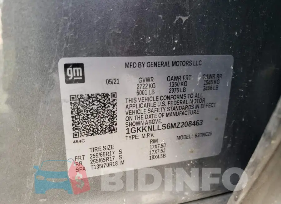 1GKKNLLS6MZ208463 Photo# 13