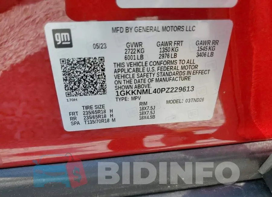 1GKKNML40PZ229613 Photo# 12