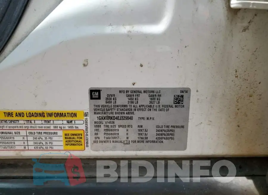 1GKKVRKD4EJ329840 Photo# 12