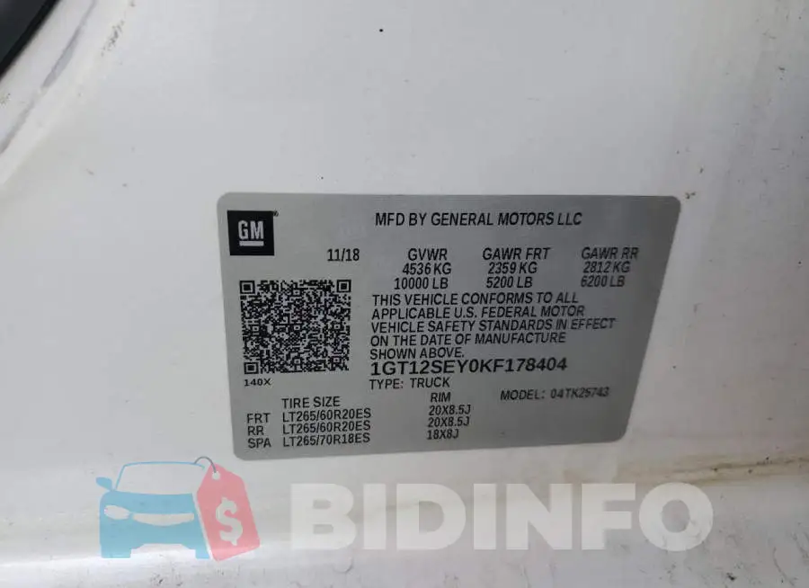 1GT12SEY0KF178404 Photo# 12