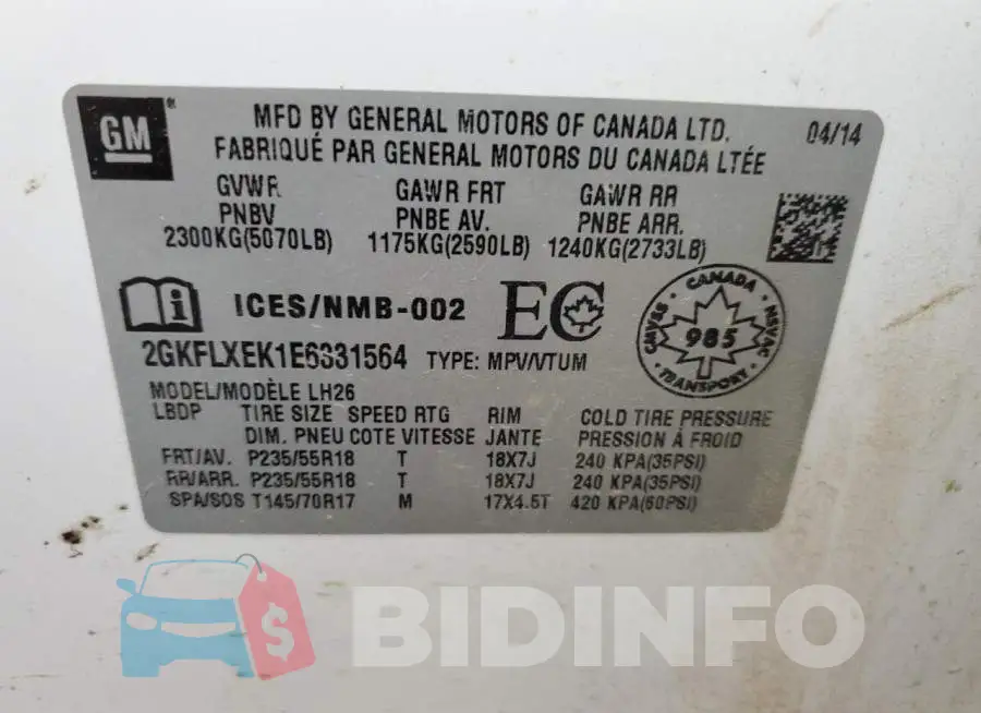 2GKFLXEK1E6331564 Photo# 14