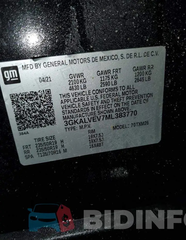 3GKALVEV7ML383770 Photo# 13