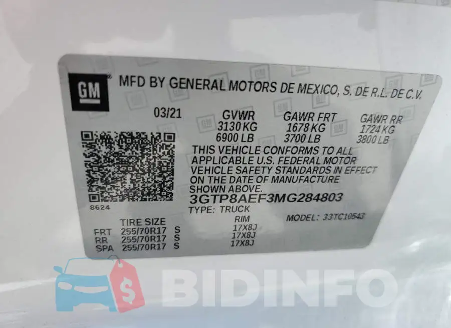 3GTP8AEF3MG284803 Photo# 13