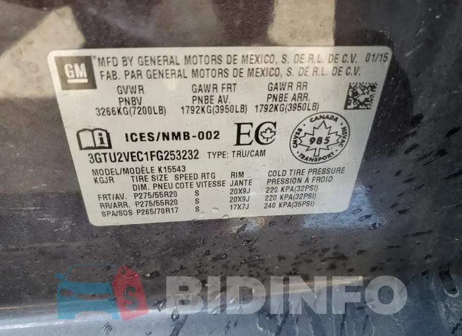 3GTU2VEC1FG253232 Photo# 12