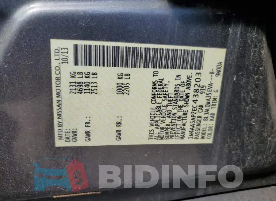 1N4AA5AP2EC438203 Photo# 12
