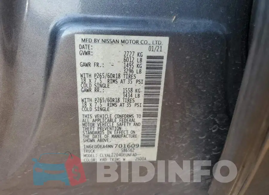 1N6ED0EA4MN701609 Photo# 13