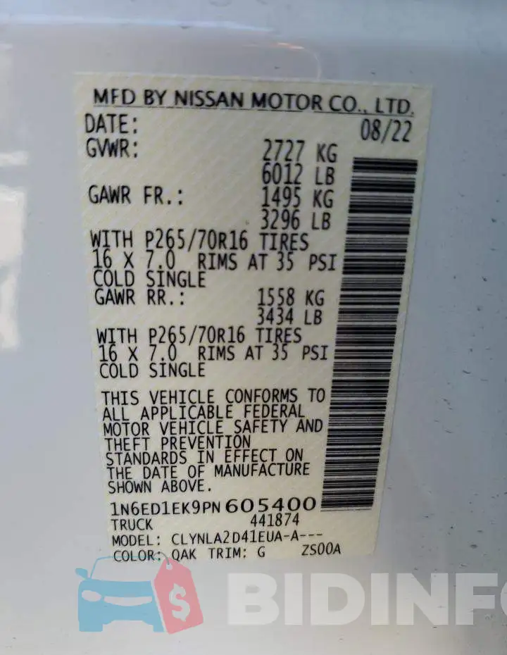1N6ED1EK9PN605400 Photo# 12