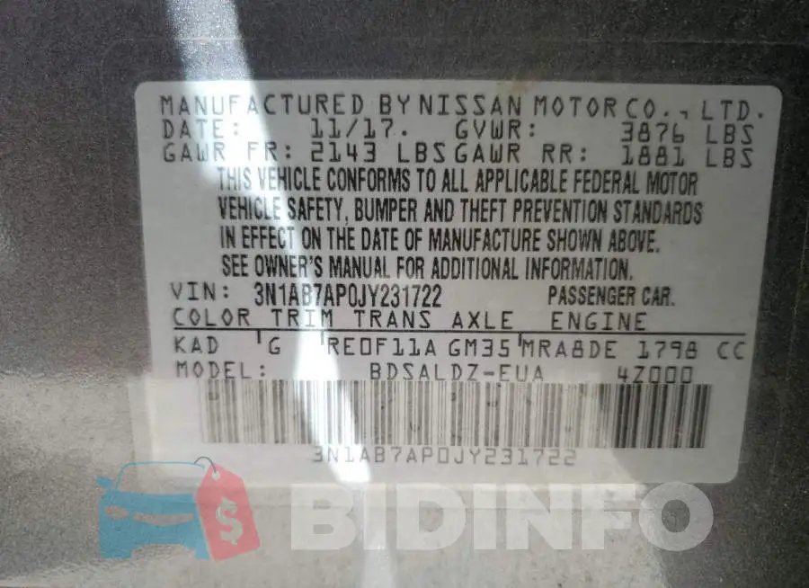 3N1AB7AP0JY231722 Photo# 13