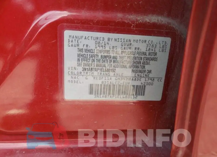 3N1AB7AP1EL680152 Photo# 12