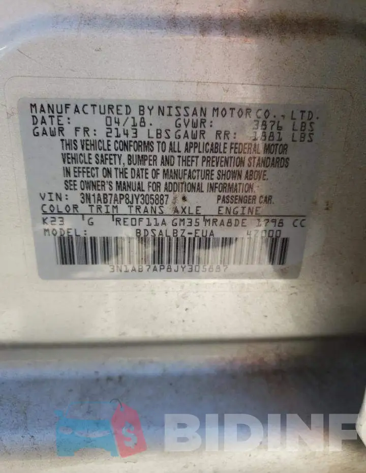 3N1AB7AP8JY305887 Photo# 12