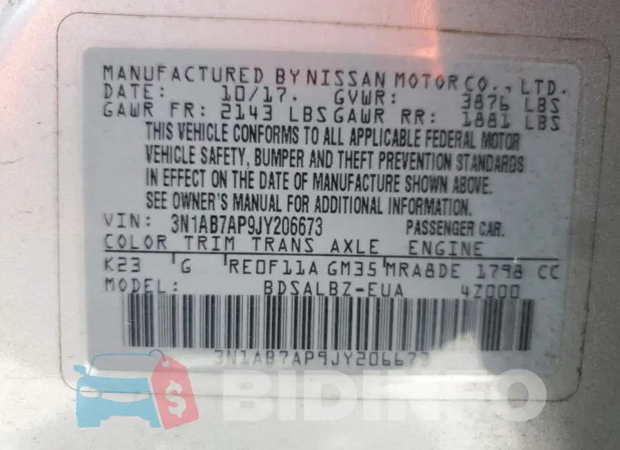 3N1AB7AP9JY206673 Photo# 13