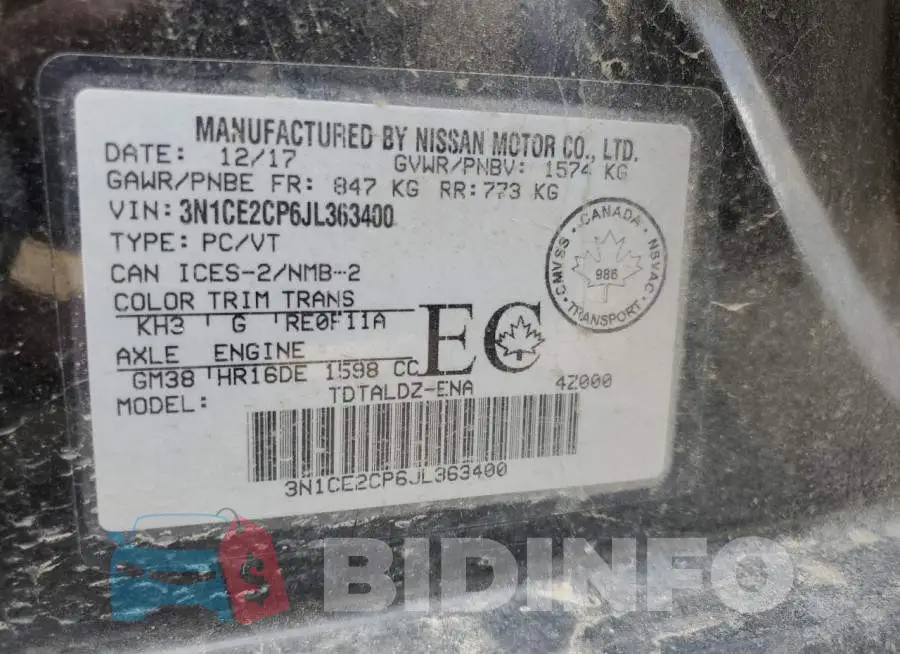 3N1CE2CP6JL363400 Photo# 12