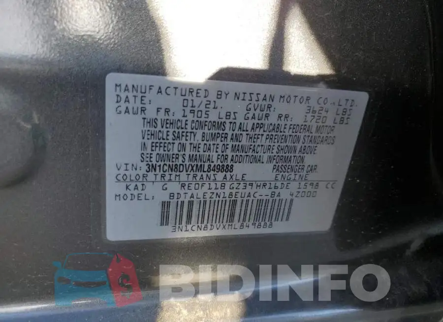 3N1CN8DVXML849888 Photo# 12