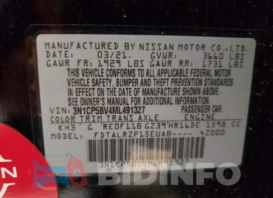 3N1CP5BV4ML491327 Photo# 12