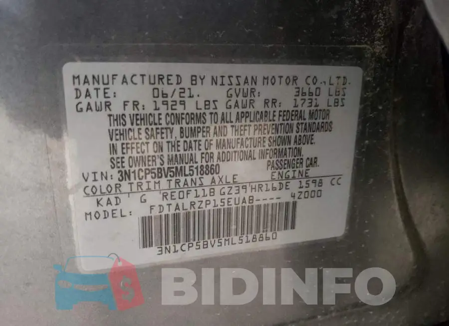 3N1CP5BV5ML518860 Photo# 13