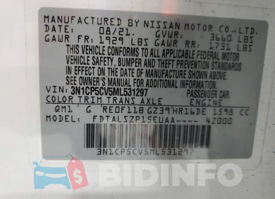 3N1CP5CV5ML531297 Photo# 13