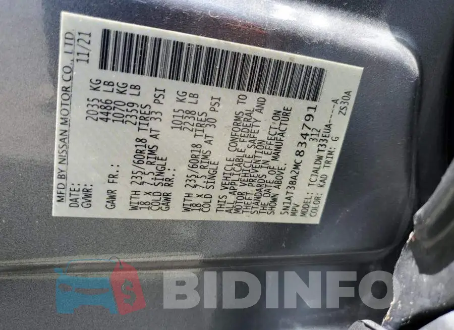 5N1AT3BA2MC834791 Photo# 12