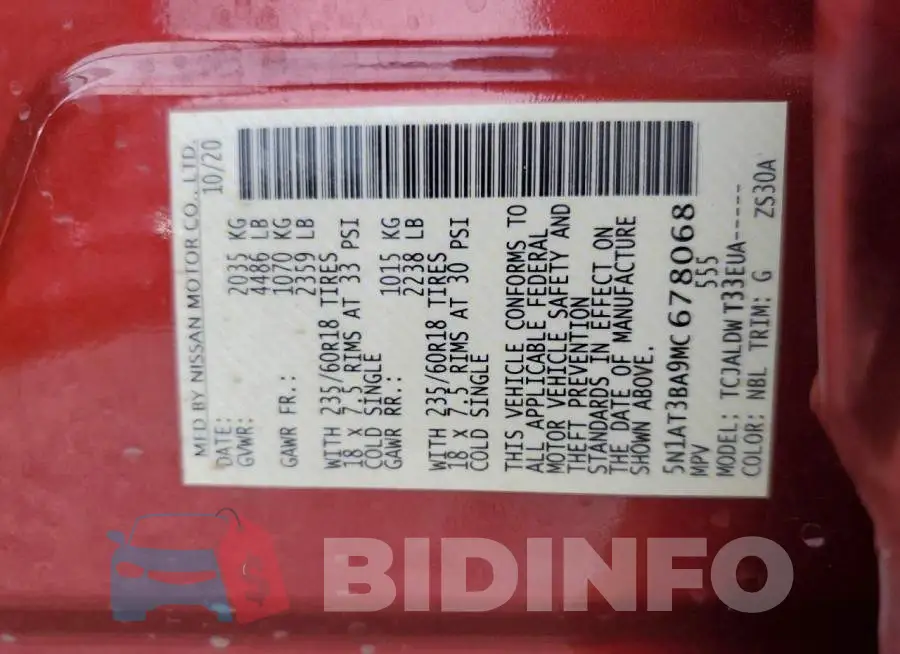 5N1AT3BA9MC678068 Photo# 13