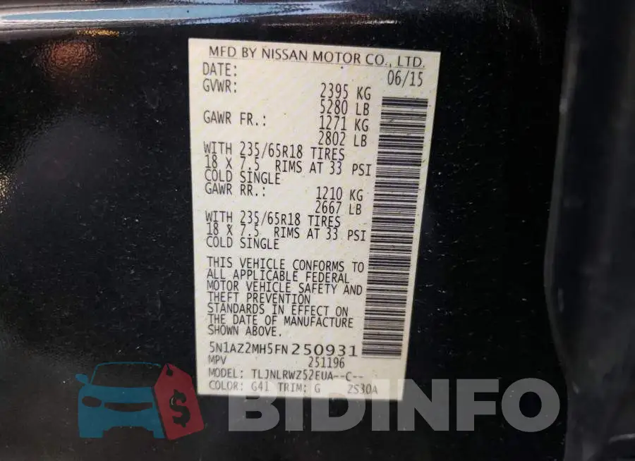 5N1AZ2MH5FN250931 Photo# 12