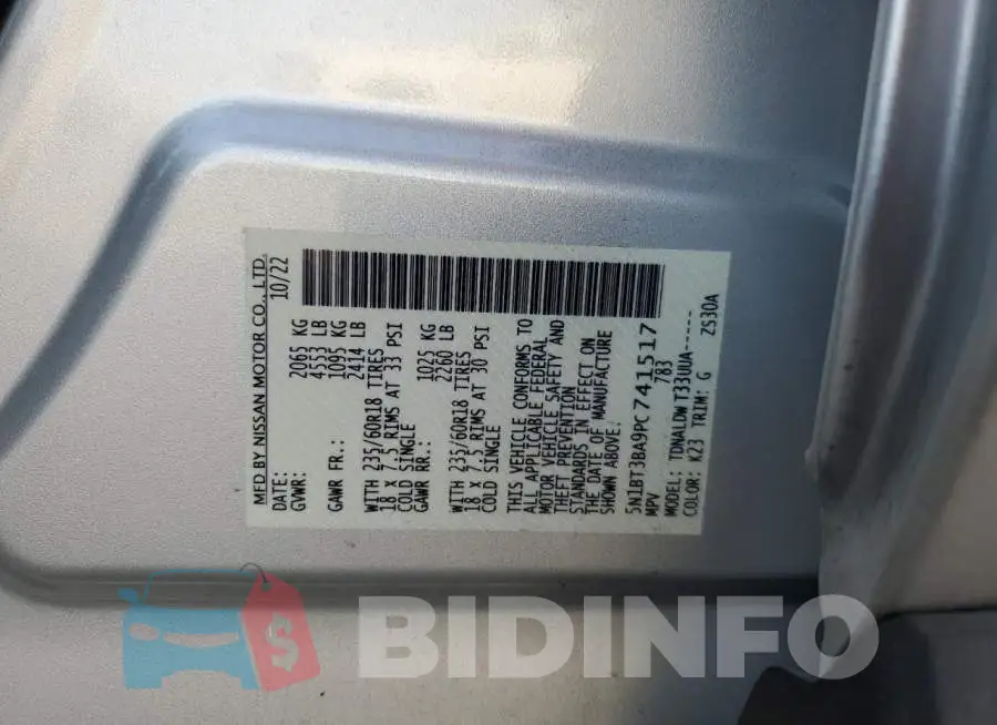 5N1BT3BA9PC741517 Photo# 12