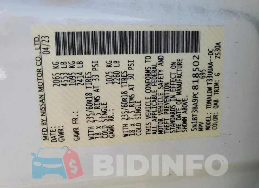 5N1BT3BA9PC818502 Photo# 13