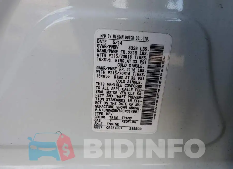 JN8AS5MT9EW614991 Photo# 13