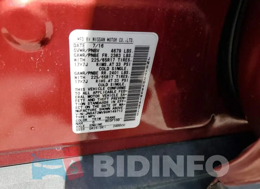 JN8AT2MV9GW149712 Photo# 13