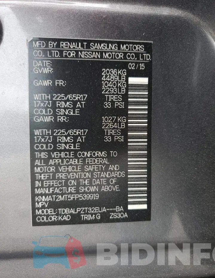 KNMAT2MT5FP539919 Photo# 14