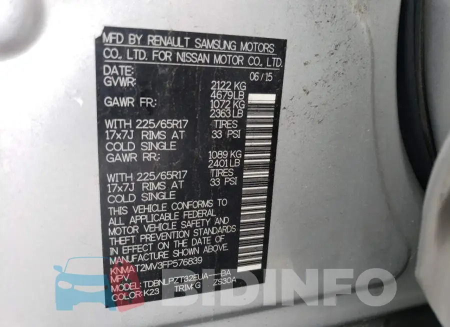 KNMAT2MV3FP576839 Photo# 12