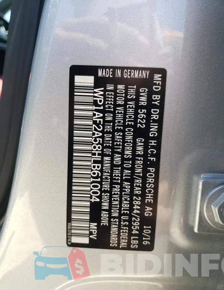 WP1AF2A58HLB61004 Photo# 14