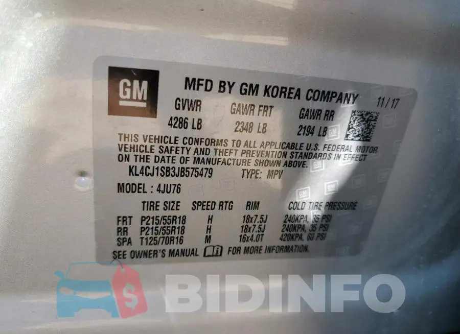 KL4CJ1SB3JB575479 Photo# 12