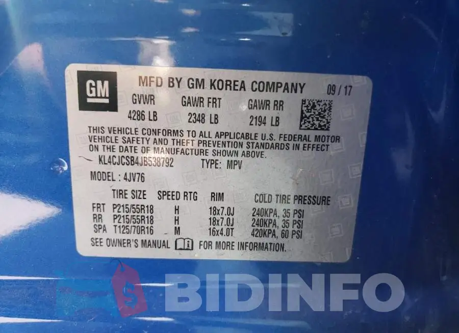 KL4CJCSB4JB538792 Photo# 12