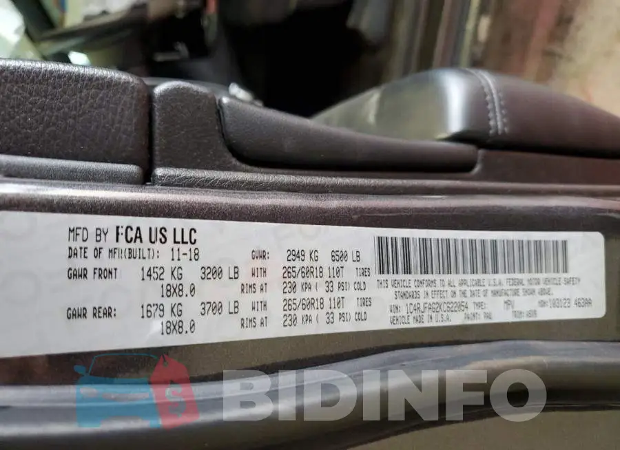 1C4RJFAG2KC622054 Photo# 13