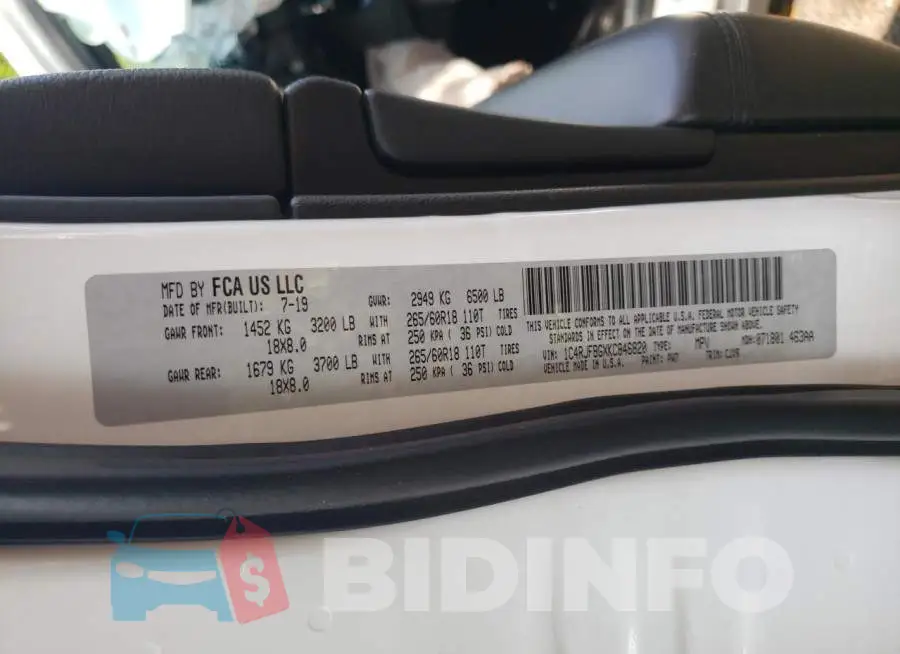 1C4RJFBGXKC846820 Photo# 12