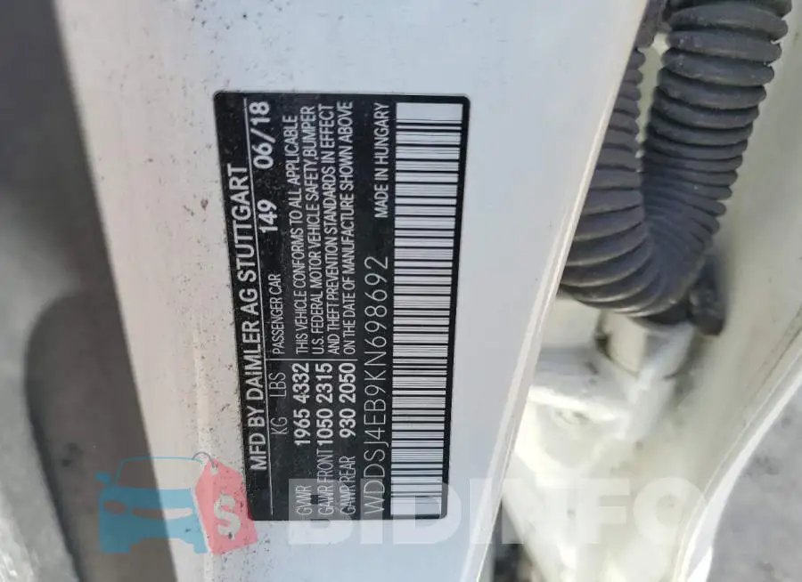 WDDSJ4EB9KN698692 Photo# 12