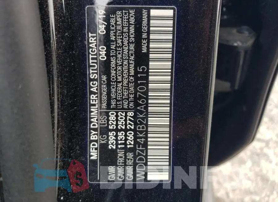 WDDZF4KB2KA670115 Photo# 12