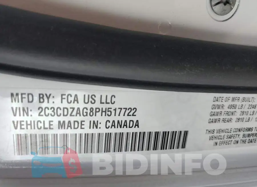 2C3CDZAG8PH517722 Photo# 12