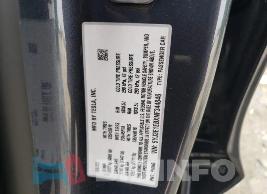5YJ3E1EBXNF344846 Photo# 12